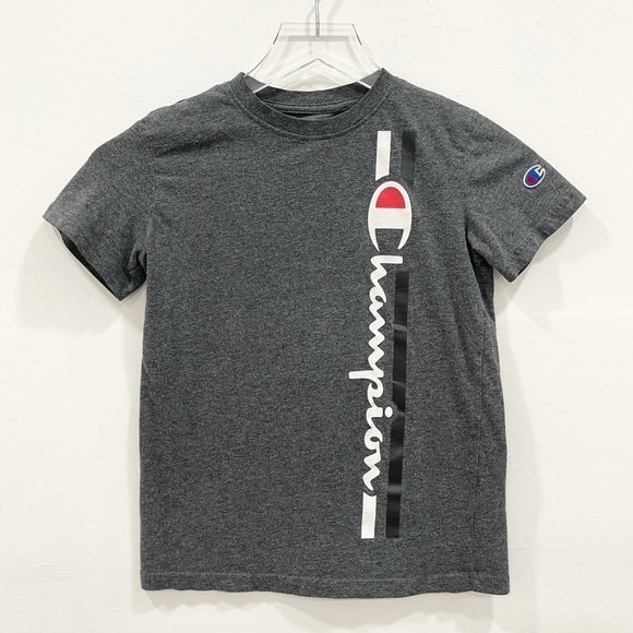 Champion Vertical Logo Short Sleeve Tee Grey Kid S - Picture 1 of 5